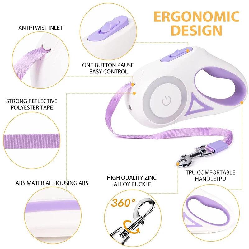 Automatic Retractable Dog Leash LED - FLUAFF