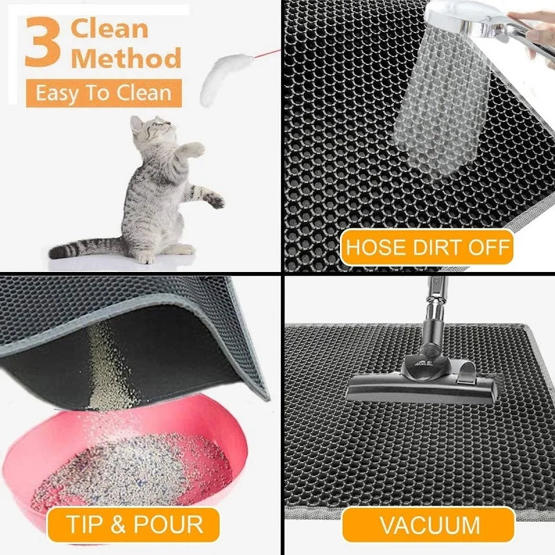 Cat Litter Mat Water Urine Proof Double Layer Pet Foldable Cat Litter Trapping Pet Carpet Bed Pads For Cats Pet Clean Supplies