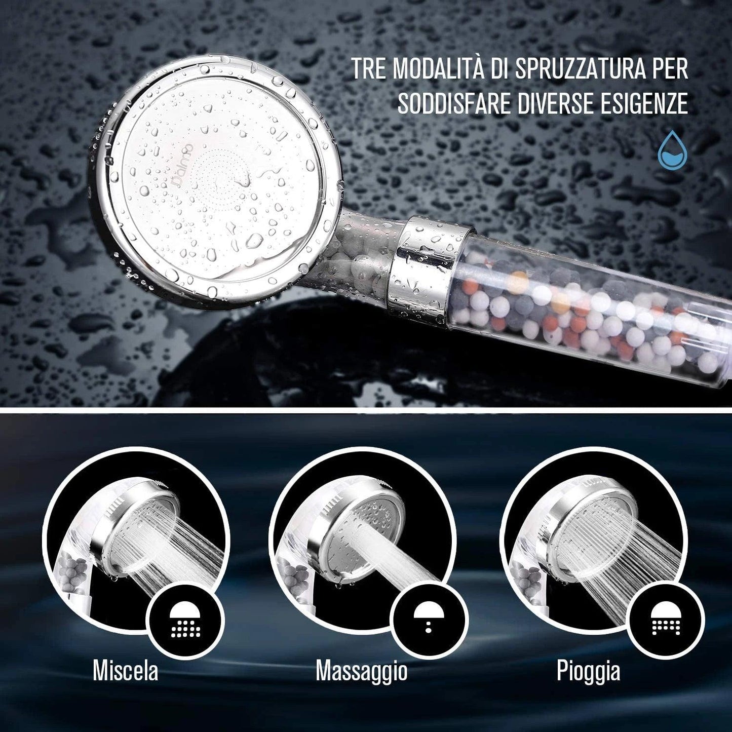 New 3 Functions High Pressure SPA Shower - FLUAFF