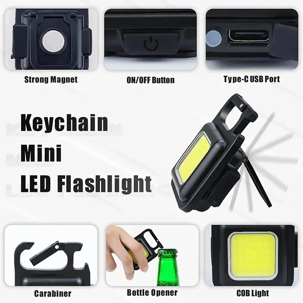 Multifunctional Mini LED Flashlight Keychain